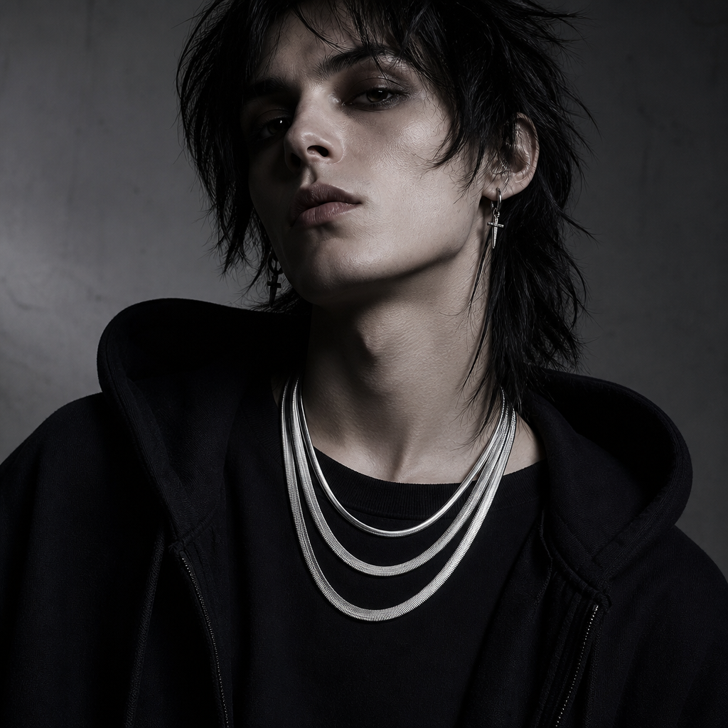 VIPERA Snake Bone Collar — Titanium Steel Chain — 02-lifestyle