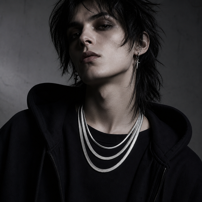 VIPERA Snake Bone Collar — Titanium Steel Chain — 02-lifestyle