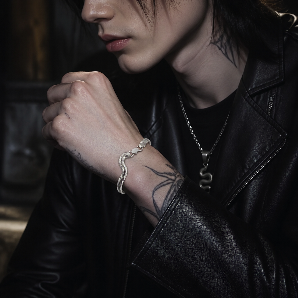 VIPERA Flexible Snake Bracelet — Silver Alloy — 02-lifestyle