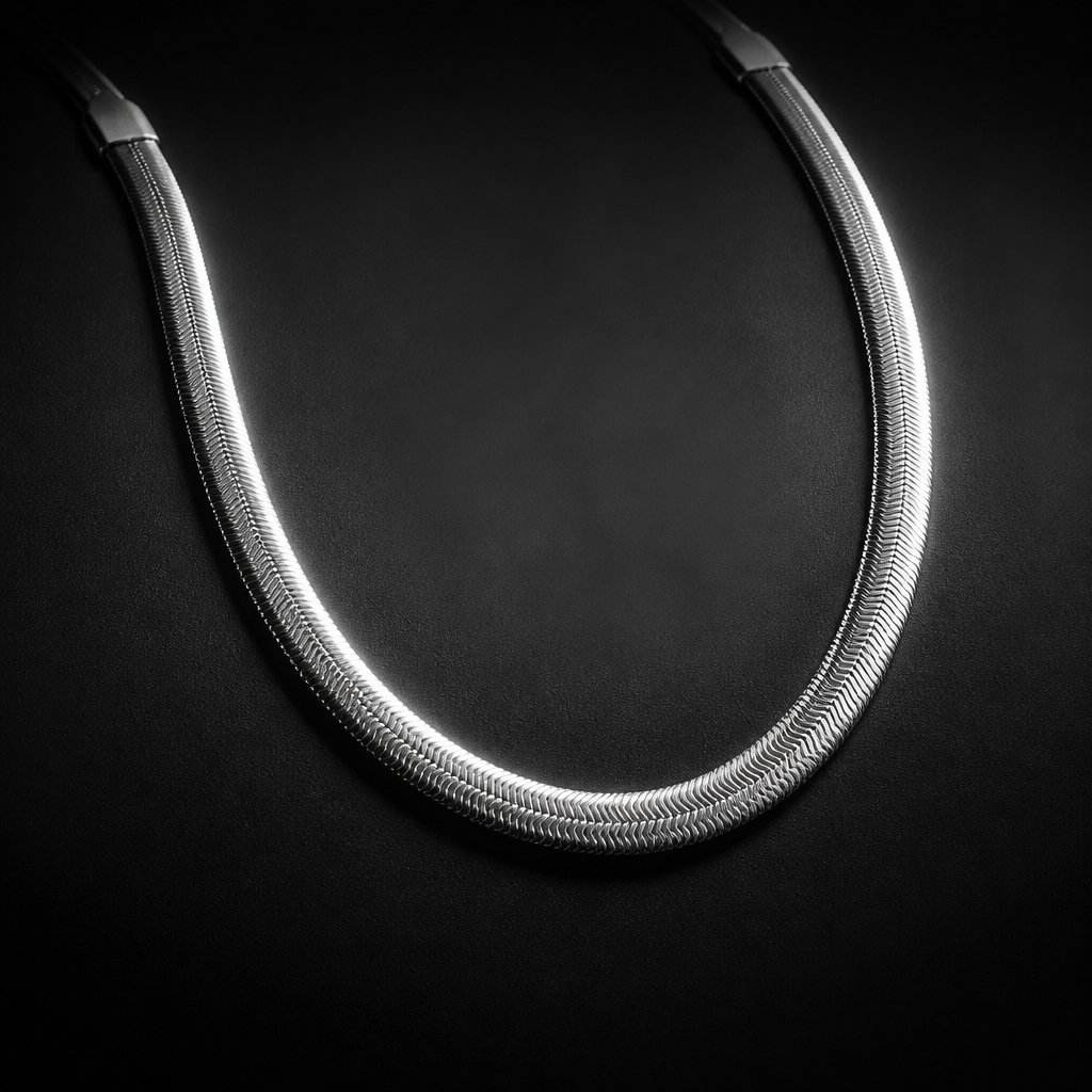 VIPERA Snake Bone Collar — Titanium Steel Chain — 04-angle