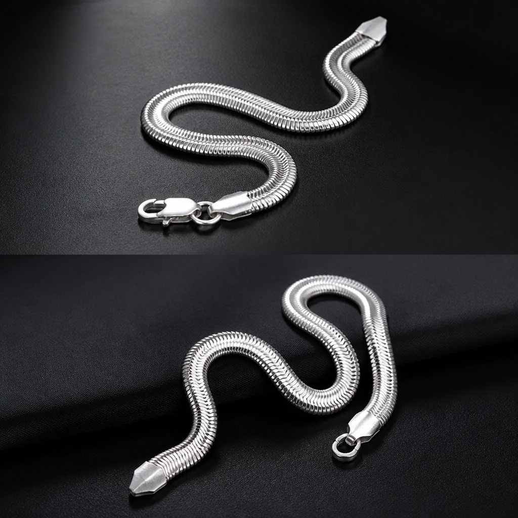 VIPERA Flexible Snake Bracelet — Silver Alloy — 04-angle