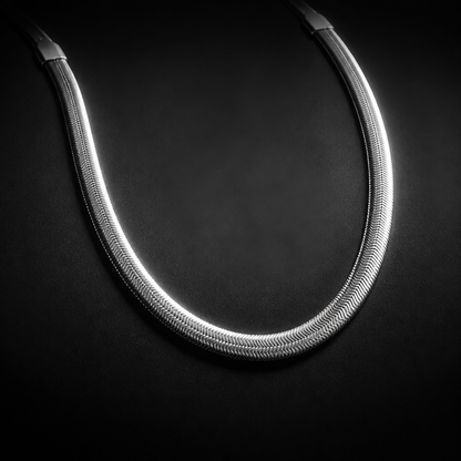 VIPERA Snake Bone Collar — Titanium Steel Chain — 04-angle