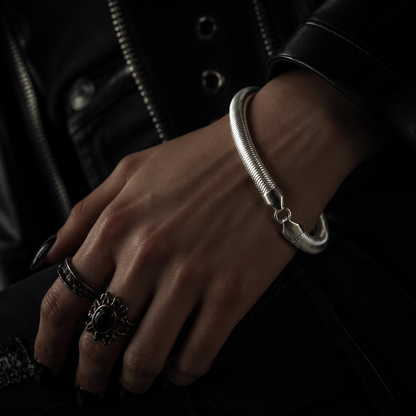 VIPERA Flexible Snake Bracelet — Silver Alloy — 05-lifestyle-2